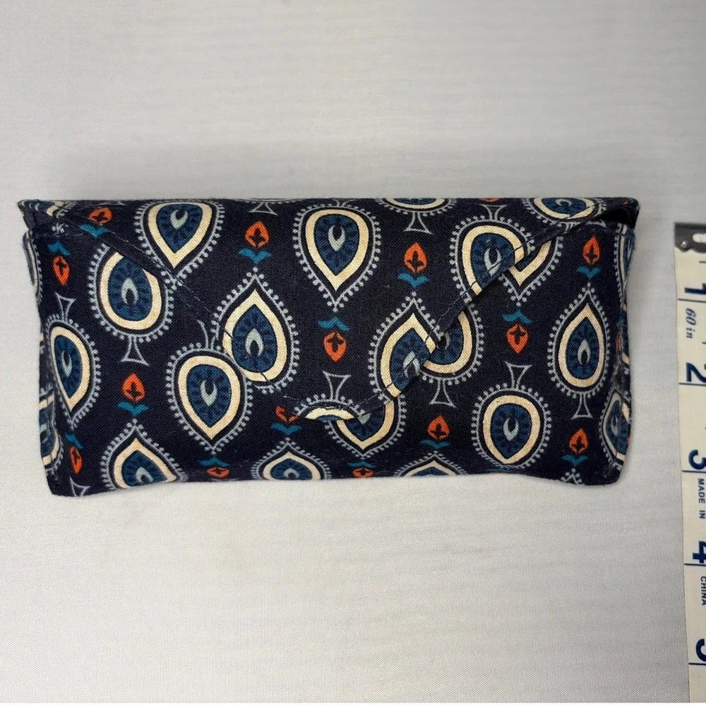 Vera Bradley Navy Blue Paisley Hard Eyeglass Case Sunglasses Holder